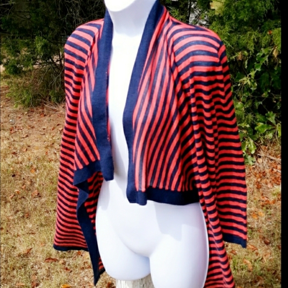 Coral & Blue Long Sleeved Cardigan - Picture 2 of 6